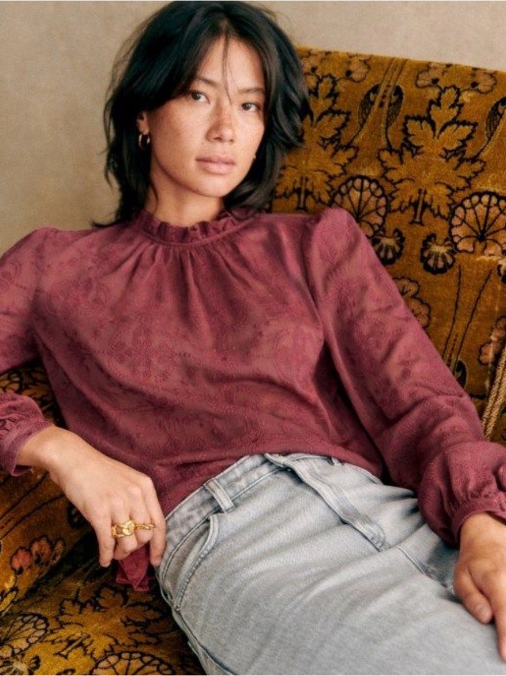 Sezane Dusty Rose Valentine Blouse
